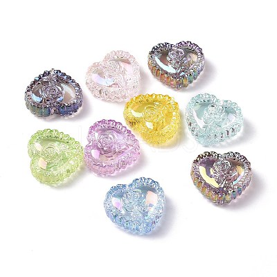 UV Plating Rainbow Iridescent Acrylic Beads OACR-P016-02-1
