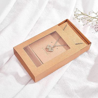 Foldable Drawer Type Creative Kraft Paper Box CON-WH0077-12-1