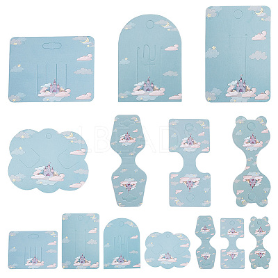 140Pcs 7 Styles Castle Theme Paper Hair Clip Display Cards CDIS-NB0001-38-1