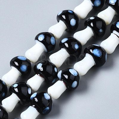 Mushroom Handmade Lampwork Beads Strands X-LAMP-R116-11-1