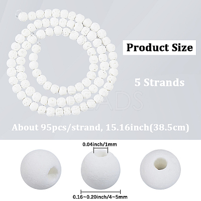 5 Strands Synthetic Lava Rock Round Beads Strands G-PA0002-40-1