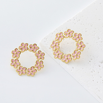 304 Stainless Steel Enamel Stud Earrings for Women JJ0945-2-1