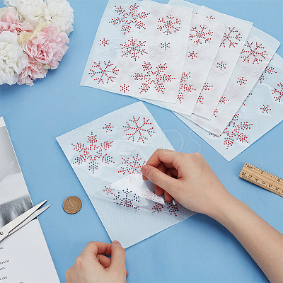 Snowflake Pattern Hotfix Rhinestones DIY-WH0430-205C-1