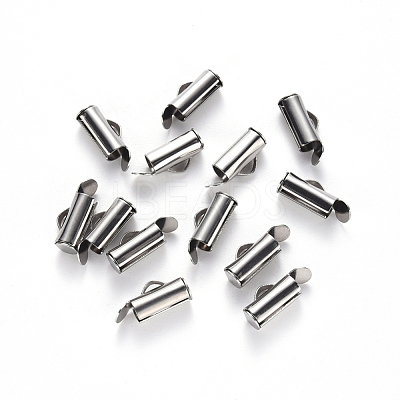 Tarnish Resistant 304 Stainless Steel Slide On End Clasp Tubes STAS-S115-01C-P-1