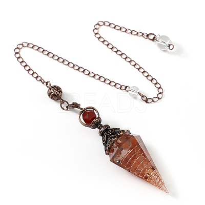 Natural Strawberry Quartz & Resin Hexagonal Pointed Dowsing Pendulums PW-WG7D05E-22-1