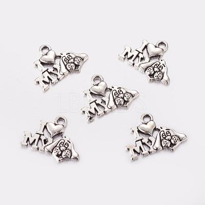 Tibetan Style Alloy Puppy Pendants TIBEP-0399-S-FF-1