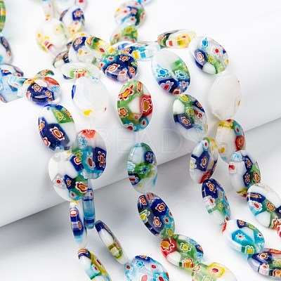 Handmade Millefiori Glass Beads Strands LK137-1