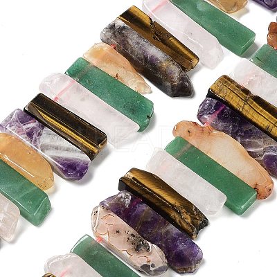Natural Amethyst & Green Aventurine & Tiger Eye & Rose Quartz & Red Agate Beads Strands G-L551B-10-1