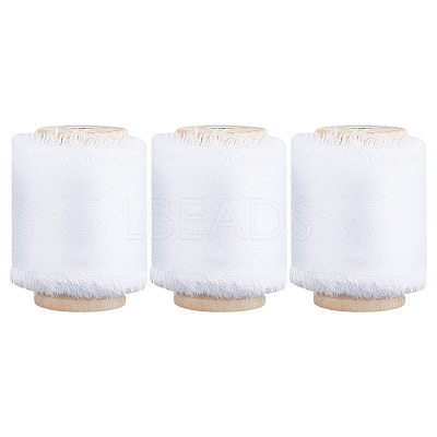 3 Rolls Polyester Satin Frayed Ribbon OCOR-DR0001-03A-1