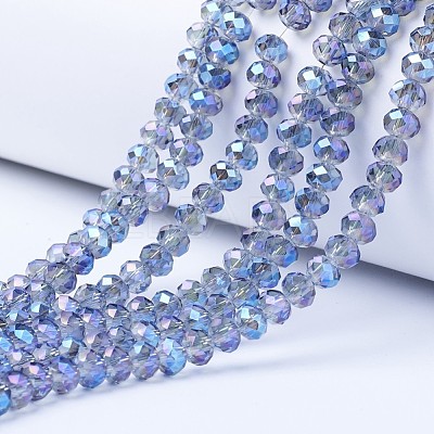 Electroplate Transparent Glass Beads Strands EGLA-A034-T4mm-Y02-1