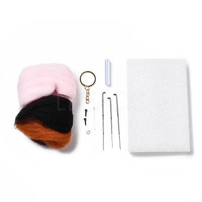 Elegant Woman DIY Keychain Needle Felting Kit DIY-I098-04-1