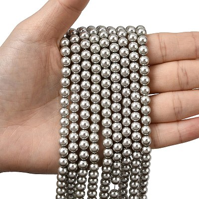 Eco-Friendly Dyed Glass Pearl Round Beads Strands HY-A002-6mm-RB010-1