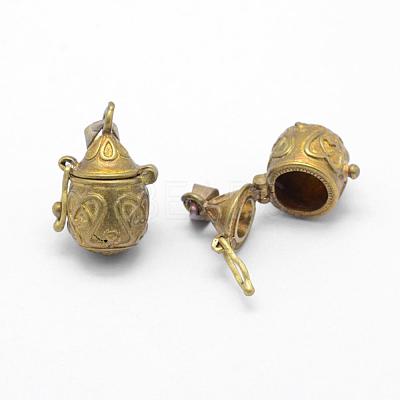 Brass Prayer Box Pendants KK-F722-22C-RS-1