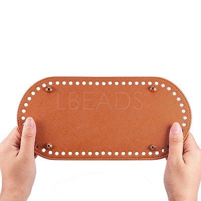 PU Leather Oval Long Bottom for Knitting Bag FIND-WH0032-01B-1