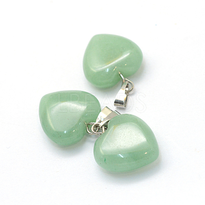 Heart Natural Green Aventurine Pendants G-Q371-08-1