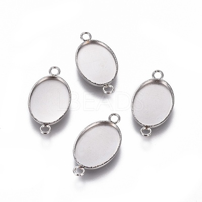 Non-Tarnish 304 Stainless Steel Cabochon Connector Settings STAS-H394-A-01P-1