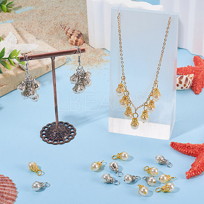 100Pcs 2 Colors Round Imitation Pearl Acrylic Pendants PALLOY-TA00292-1