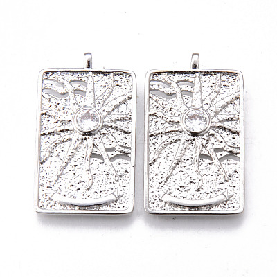 Brass Micro Pave Clear Cubic Zirconia Pendants KK-N232-168P-NF-1