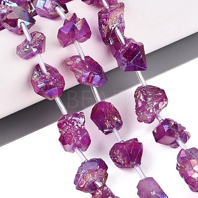 Dyed Electroplate Raw Rough Natural Amethyst Beads Strands G-Q610-05D-1