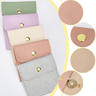 5Pcs 5 Colors PU Imitation Leather Jewelry Storage Bags ABAG-CL0001-04B-1