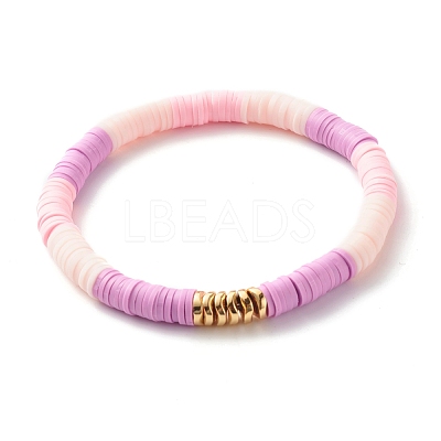 Synthetic Hematite & Polymer Clay Heishi Beads Stretch Bracelets Set BJEW-JB07380-1