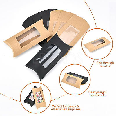 30Pcs 2 Colors Kraft Paper Pillow Candy Box CON-PH0002-49-1