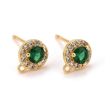 Brass Micro Pave Cubic Zirconia Stud Earrings Findings ZIRC-C030-01G-1