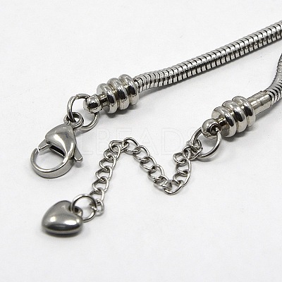 Tarnish Resistant 304 Stainless Steel European Round Snake Chains Bracelets STAS-J015-06-1
