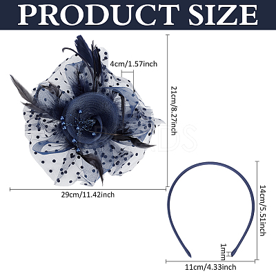 Polyester Mesh Veil Hair Bands OHAR-WH0034-12B-1