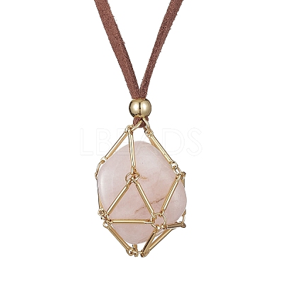 Brass Bar Link Chains Macrame Pouch Empty Stone Holder for Pendant Necklace Making NJEW-JN04488-01-1
