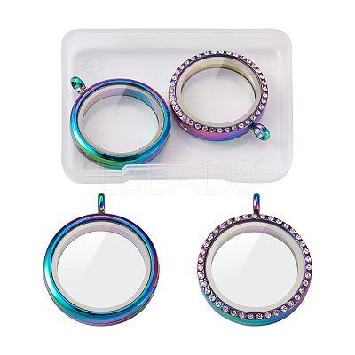 2Pcs 2 Style Alloy Magnetic Locket Pendants PALLOY-TA0002-33M-1