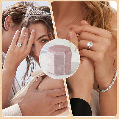 Velvet Cover Plastic Couple Ring Box VBOX-WH20003-001E-1