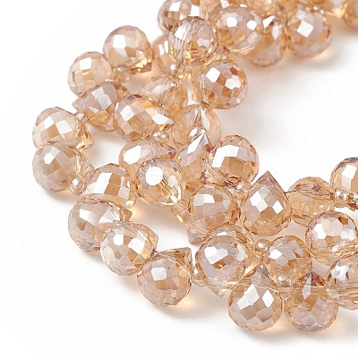Transparent Electroplate Glass Beads Strands EGLA-F152B-PL02-1