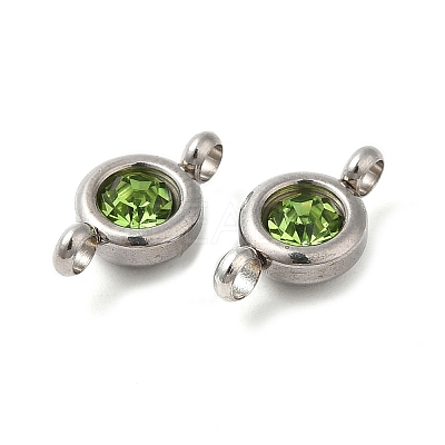 304 Stainless Steel Single Rhinestone Connector Charms STAS-E194-13P-08-1