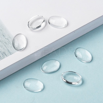 Transparent Oval Glass Cabochons X-GGLA-R022-14x10-1