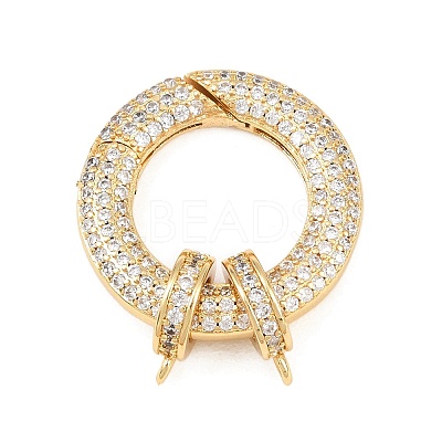 Ring Brass Micro Pave Clear Cubic Zirconia Spring Gate Rings KK-C162-094G-1