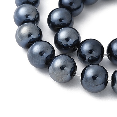 Electroplate Round Pearlized Glass Pearl Beads Strands X-EGLA-U002-01A-1