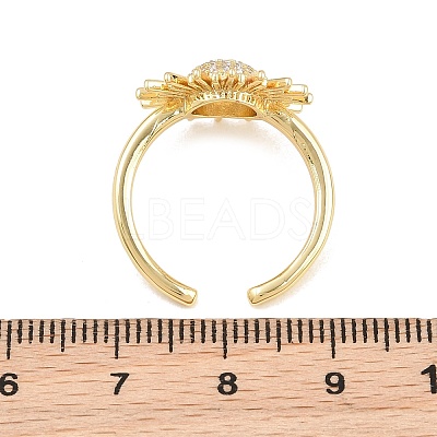 Sun Brass Micro Pave Cubic Zirconia Cuff Open Rings for Women CU-CBA0A21-05G-1