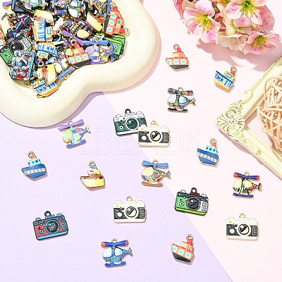 24Pcs 10 Styles Printed Alloy Pendants ENAM-YW0006-88-1