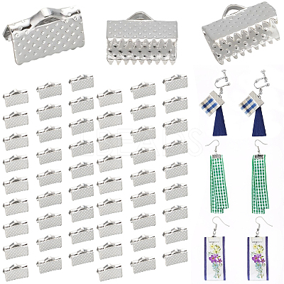 280Pcs Iron Ribbon Crimp Ends IFIN-CP0002-97G-1
