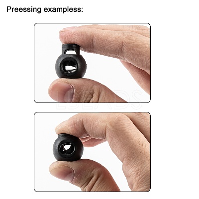 1-Hole Dyed Iron Spring Loaded Eco-Friendly Plastic Round Buckle Cord Toggle Lock Beans Stoppers for Sportwear Luggage Backpack Straps X-FIND-E004-60B-18mm-1