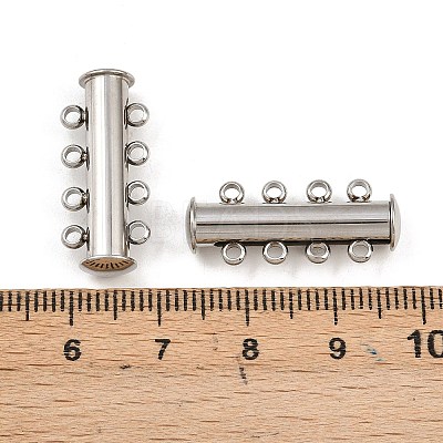 Non-Tarnish 4-Strands 304 Stainless Steel Slide Lock Clasps STAS-H402-35P-01-1