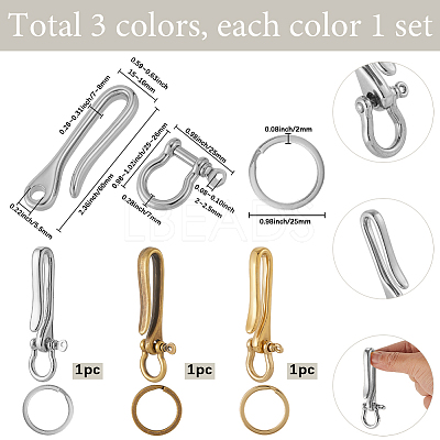 9Pcs 9 Styles Alloy & Brass D-Ring Anchor Shackle Clasps KK-SC0006-36-1