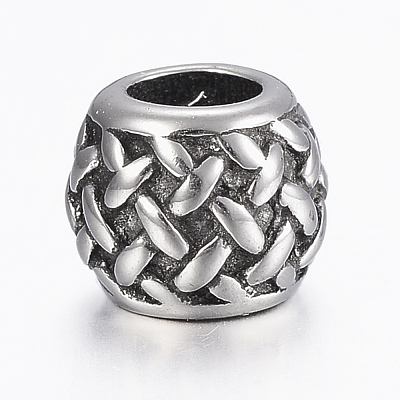 304 Stainless Steel Basket Weave Pattern Beads STAS-G153-49AS-1
