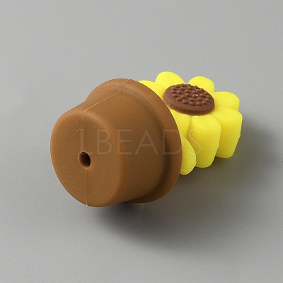 Sunflower Silicone Beads SIL-WH0008-40A-1