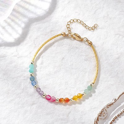 Chakra Synthetic Hematite & Natural Carnelian & Agate & Green Aventurine & Amethyst & Amazonite & Brass Beaded Bracelets for Women BJEW-JB12600-1