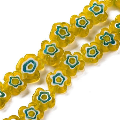 Handmade Millefiori Lampwork Beads Strands LAMP-G164-03H-1