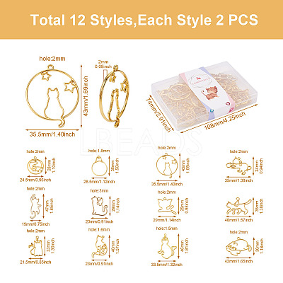 24Pcs 12 Style Zinc Alloy Kitten Open Back Bezel Pendants FIND-CW0001-05-1