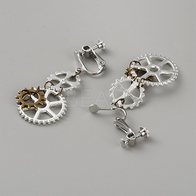 Gear Alloy Clip-on Earrings for Women EJEW-WH0033-47C-1