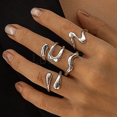 4Pcs Alloy Finger Rings Sets WG7802C-24-1